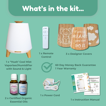 Hush Vaporiser Kit with Essential Oils &amp; Free Xmas Covers
