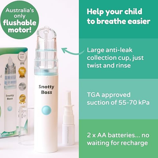 Snotty Boss Nasal Aspirator - The ultimate baby motorised washable snot ...