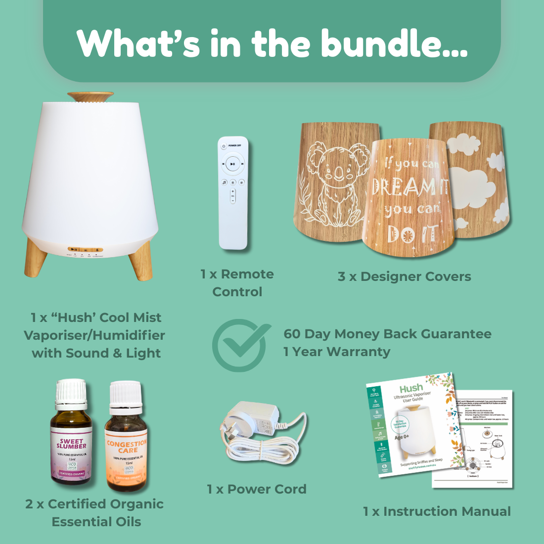 Hush Vaporiser Kit with 2 Essential Oils