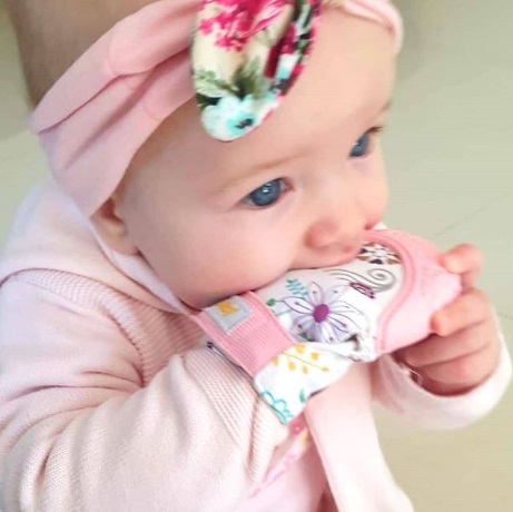 Teething Mitt to help soothe little gums 