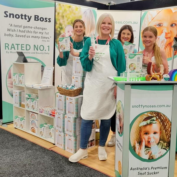 Snotty Boss at Baby Expo, selling nasal aspirator