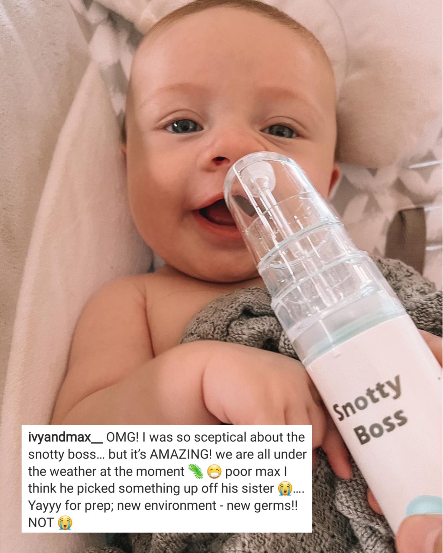 Snotty Boss Motorised Nasal Aspirator to help clear congestion in 10 seconds 