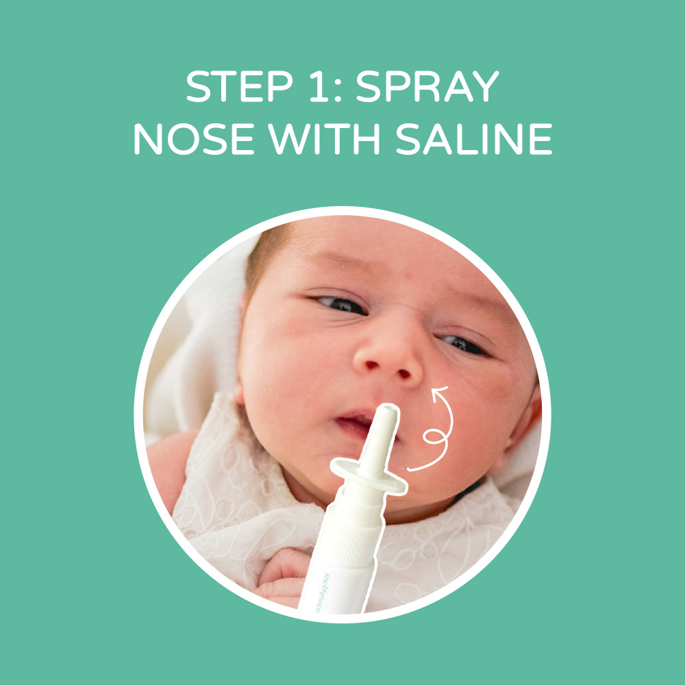 How to unblock a babies nose with saline spray